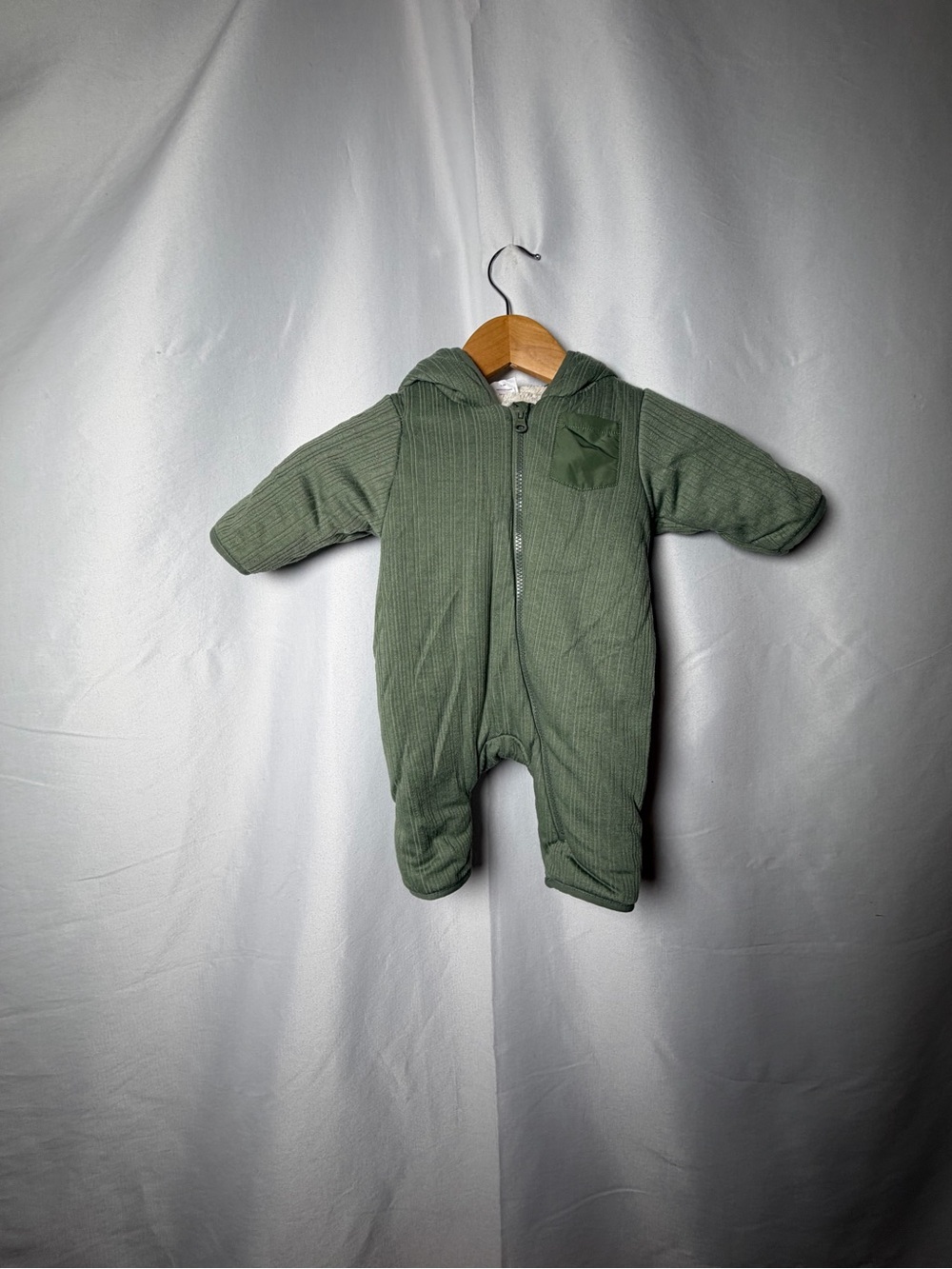 wonder nation Olive Green Hooded Zip One-Piece Footie